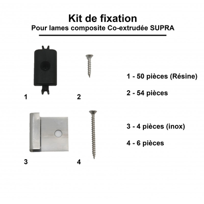 kit de fixation pour lame supra - Coloris - Noir, Surface couverte en m² - 2