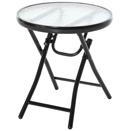 Table basse ronde bistro de jardin pliable noir