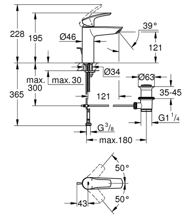 Mitigeur de lavabo EUROSMART monocommande TM GROHE PROFESSIONAL 23322003