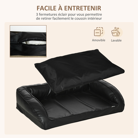 Panier lit pour chien chat revêtement synthétique noir