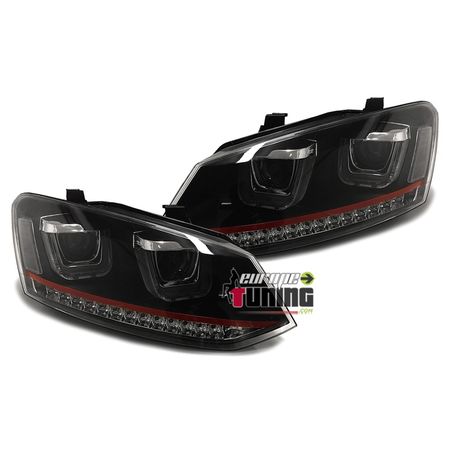 DEVIL EYES NOIRS VOLKSWAGEN VW POLO 6R et 6C BANDE ROUGE (04019)