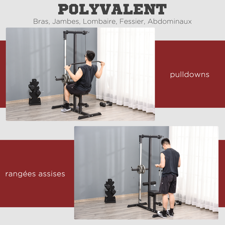 Station de musculation pour tirage poitrine - lat pulldown machine - acier PVC noir