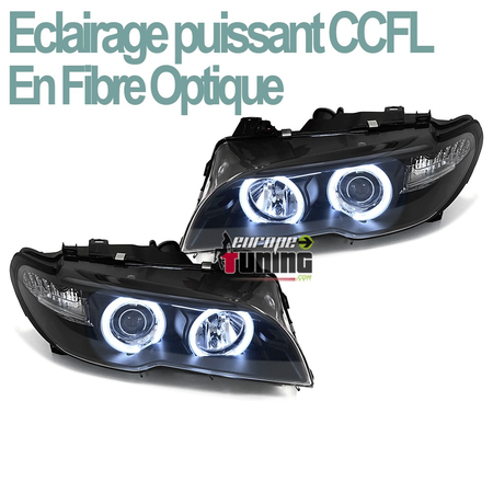 PHARES NOIRS ANGEL EYES ANNEAUX CCFL FEUX BMW E46 COUPE CABRIO 03-07 PH2 (02834)