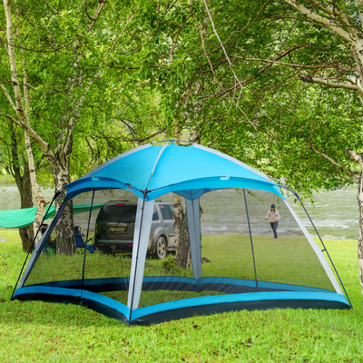 Tente de camping familiale 8 pers. max. polyester bleu