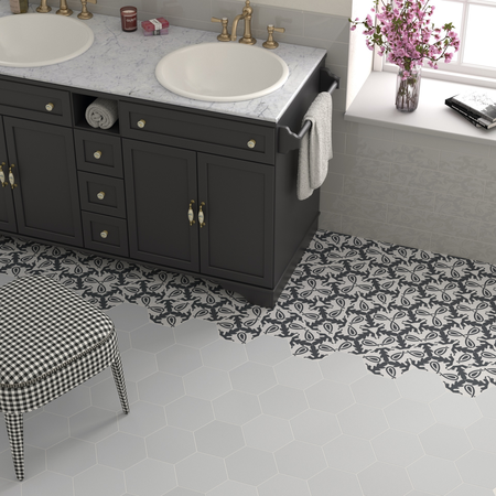 COIMBRA OXFORD GRAY 30632 - Carrelage 17,5x20 cm hexagonal uni aspect carreaux de ciment gris