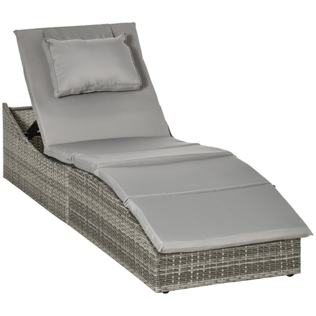 Bain de soleil inclinable matelas inclus grand confort résine gris