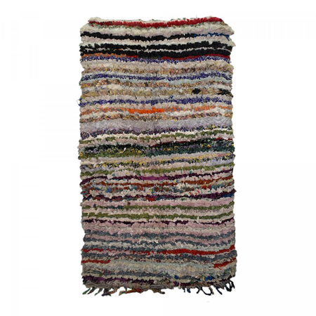 Tapis berbère noué main en tissu recyclé BOUCHAROUITE BF