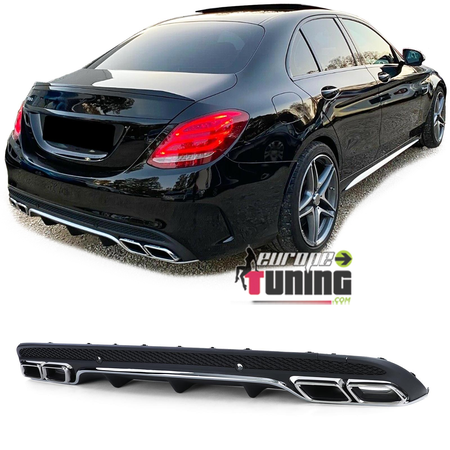 DIFFUSEUR NOIR LIGNE AMG C63S AVEC SORTIES CHROME MERCEDES CLASSE C W205 & S205 PH1 (05475)