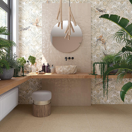 NIZA-R Beige 80 x 80 cm - Carrelage aspect terrazzo mate