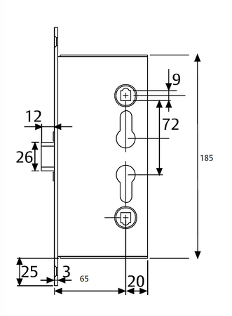 Serrure d'urgence CF60 à condamnation sans cylindre - TESA - CF60RSR9ZCE