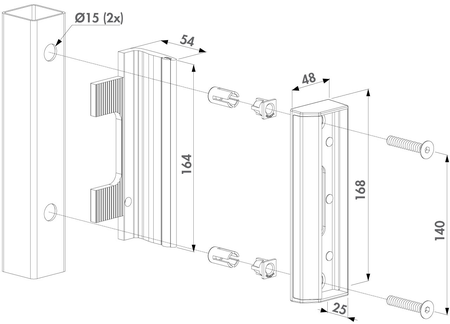 Gâche inox pour serrure portail battant butée aluminium - LOCINOX - P00012534