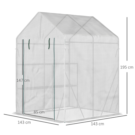 Serre de jardin 2 tablettes acier PE haute densité transparent blanc