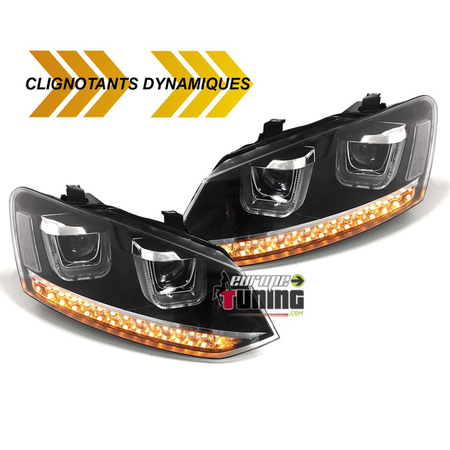 PHARES FEUX AVANTS AVEC CLIGNOTANTS A LEDS DYNAMIQUES VW VOLKSWAGEN POLO 6R et 6C (04708)