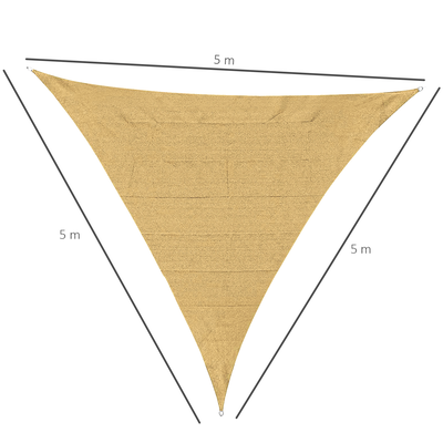 Voile d'ombrage triangulaire grande taille 5 x 5 x 5 m HDPE