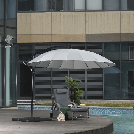 Parasol déporté rond inclinable dim. Ø 2,96 x 2,6H m polyester