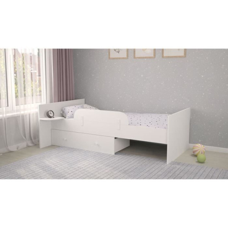 Polini - lit combiné évolutif amis blanc/naturel de 60x120 cm a 90x190cm - Tiroir, sommier, barriere de lit et tablette inclus