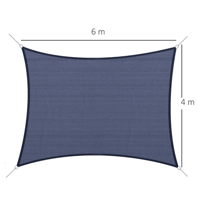 Voile d'ombrage rectangulaire 6L x 4l m HDPE