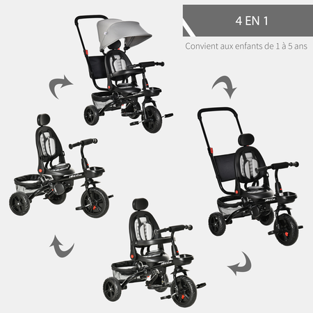 Tricycle enfant évolutif pliable multi-équipé métal PP