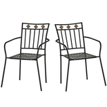 Lot de 2 chaises de jardin style fer forgé noir orangé