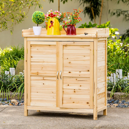 Armoire de jardin sur pied 2 portes étagère sapin