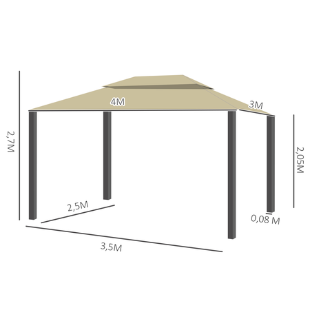 Tonnelle barnum pavillon de jardin style colonial beige