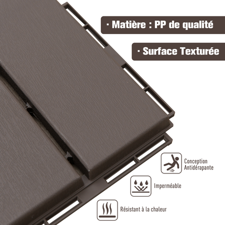 Caillebotis emboîtables - dalles terrasse - lot de  9 composite plastique imitation bois