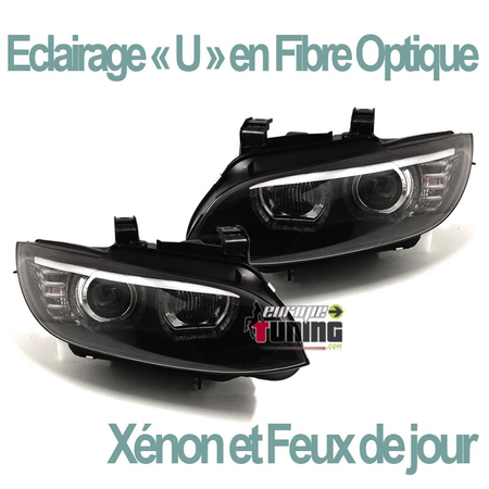 PHARES FEUX CELIS NOIRS ECLAIRAGE EN U BMW SERIE 3 E92 & E93 COUPE CABRIOLET PHASES 1 AU XENON (04761)