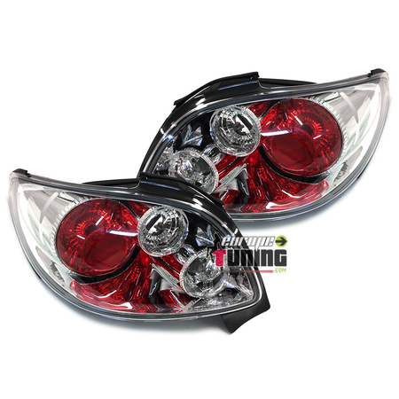 FEUX TUNING LEXUS ROUGES CHROME POUR PEUGEOT 206 CC (11051)