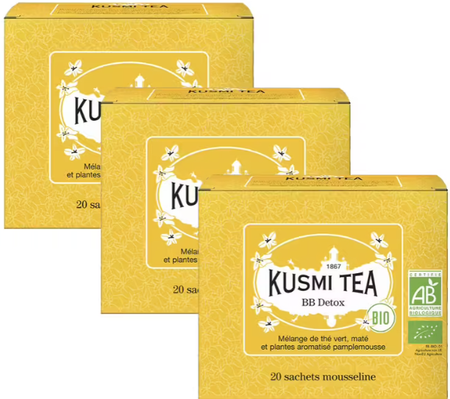 Pack Thé vert et maté BB Detox bio - 3 x 20 sachets - KUSMI TEA