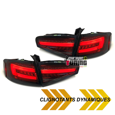 FEUX ROUGES NOIRS LED SEQUENTIELS DYNAMIQUES AUDI A4 B8 BERLINE PH2 A LED DE SERIE (05594)