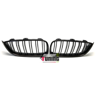 GRILLES CALANDRES SPORT DOUBLE LAMES LOOK CARBONE BMW SERIE 4 F32 F33 F36 F82 F83 (05289)