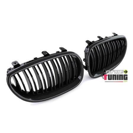 CALANDRES SPORT DOUBLE LAME CADRES CARBONE VERITABLE BMW SERIE 5 E60 E61 (05109)