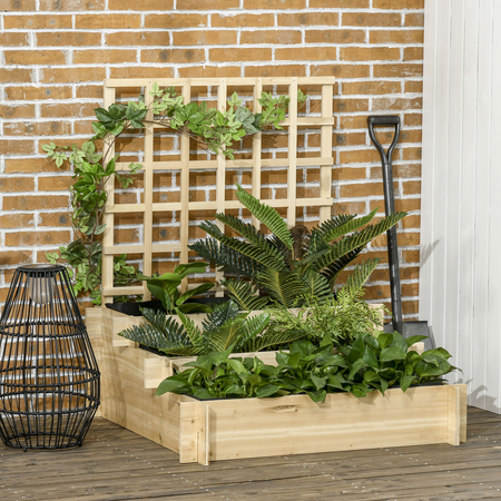 Jardinière 3 niveaux avec treillis bois sapin pré-huilé