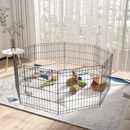 Parc enclos modulable pour chien animaux porte métal noir