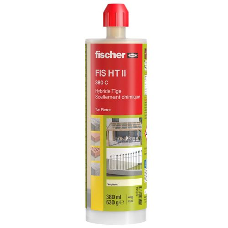 Résine hybride pour tiges filetées FIS HT II 380 C ton pierre cartouche 380ml - FISCHER - 520109