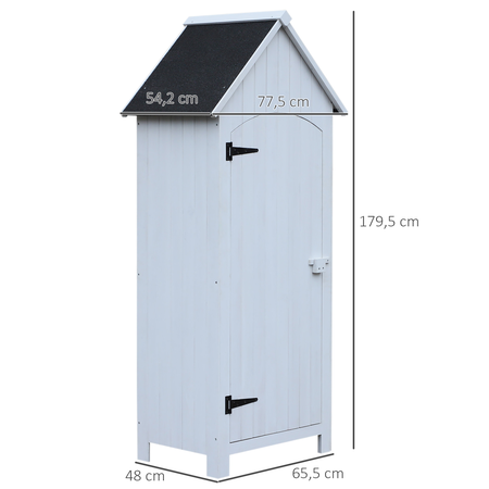 Armoire de jardin 1 porte 3 étagères toit bitumé bois sapin