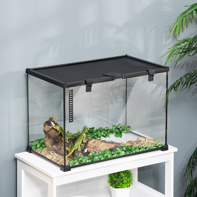 Terrarium en verre - vivarium reptiles, batraciens - métal noir verre