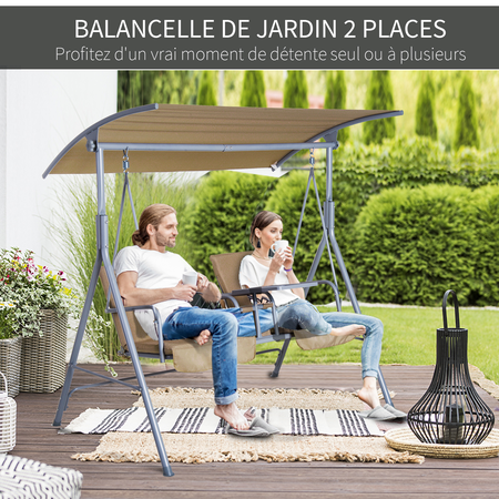 Balancelle design de jardin 2 places acier polyester