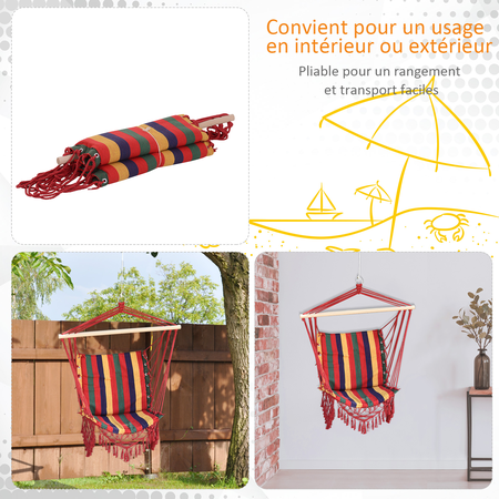 Chaise suspendue hamac de voyage multicolore