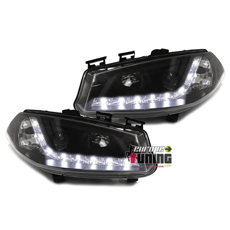 PHARES NOIRS FEUX BANDES LED DEVIL EYES RENAULT MEGANE II PH I 2002-2006 (13463)