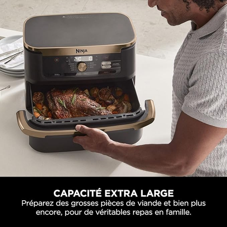 NINJA Foodi FlexDrawer Air Fryer 7-en-1 avec Séparateur Amovible, 10.4 L, Noir & Cuivre, AF500EUCP