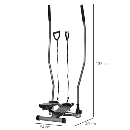 Stepper avec guidon extenseurs écran acier ABS gris noir