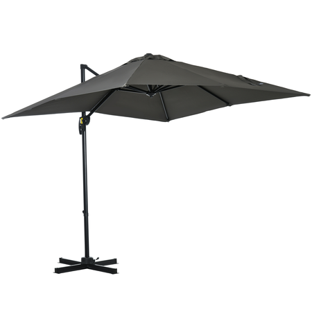 Parasol déporté carré inclinable dim. 2,45L x 2,45l x 2,45H m