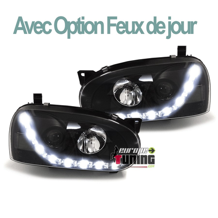 PHARES FEUX AVANTS NOIRS DE JOUR LED DIURNES DRL VOLKSWAGEN VW GOLF 3 (03488)