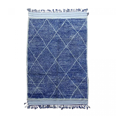Tapis berbère Fait main INLES Bleu 205x310 en laine idéal pour un grand salon