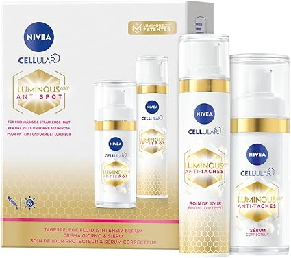 NIVEA Luminous 630 Coffret Soin de Jour & Soin de Nuit - Soins Visage Anti-Taches Pigmentaires - Coffret de Soins Anti-Âge pour Tous Types de Peaux