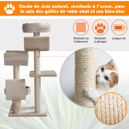 Arbre à chats multi-équipements beige