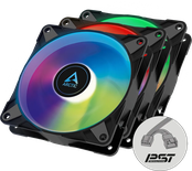 Lot de 3 Ventilateurs de boitier Arctic P12 PWM PST aRGB - 12cm (Noir)