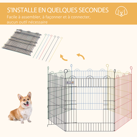 Parc enclos modulable pour chien animaux porte métal multicolore