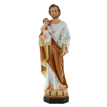 Statue Saint Joseph et enfant Jésus en résine 50cm